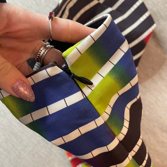 KATE SPADE SATURDAY Multicolored 4 Small Striped Mini Pencil Skirt Side Zip - Picture 3 of 5